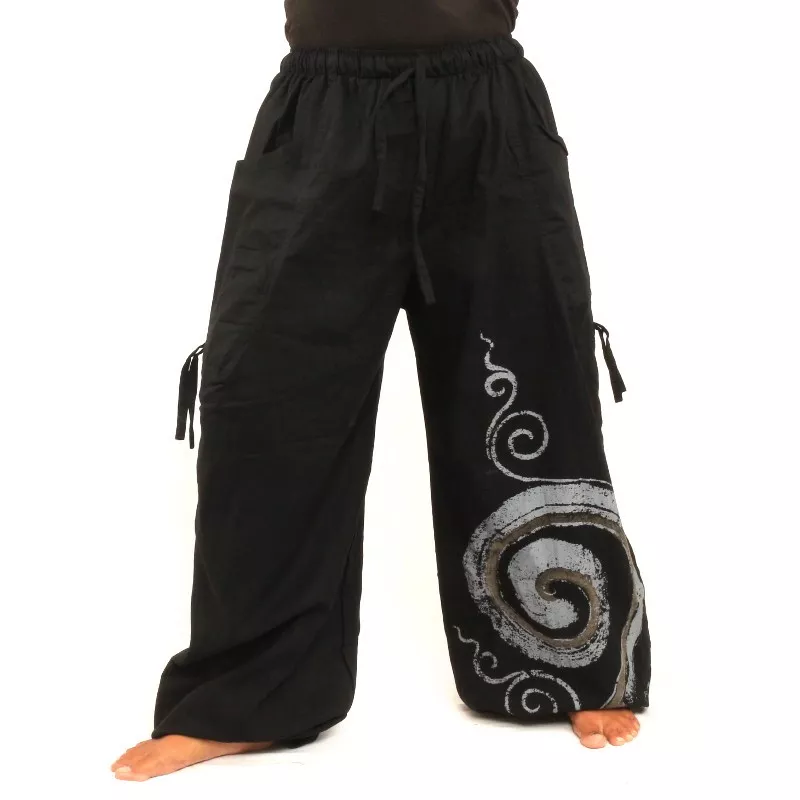 Pantalon hippie thaïlandais à motif spiralé
