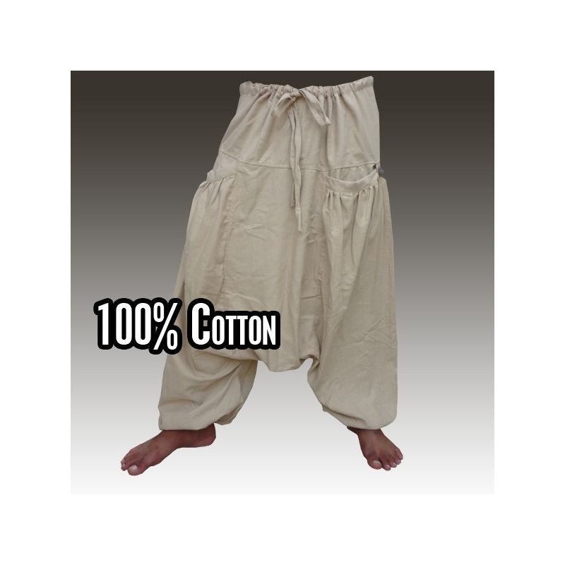 Pantalon Aladdin avec 2 poches latérales profondes, non teint