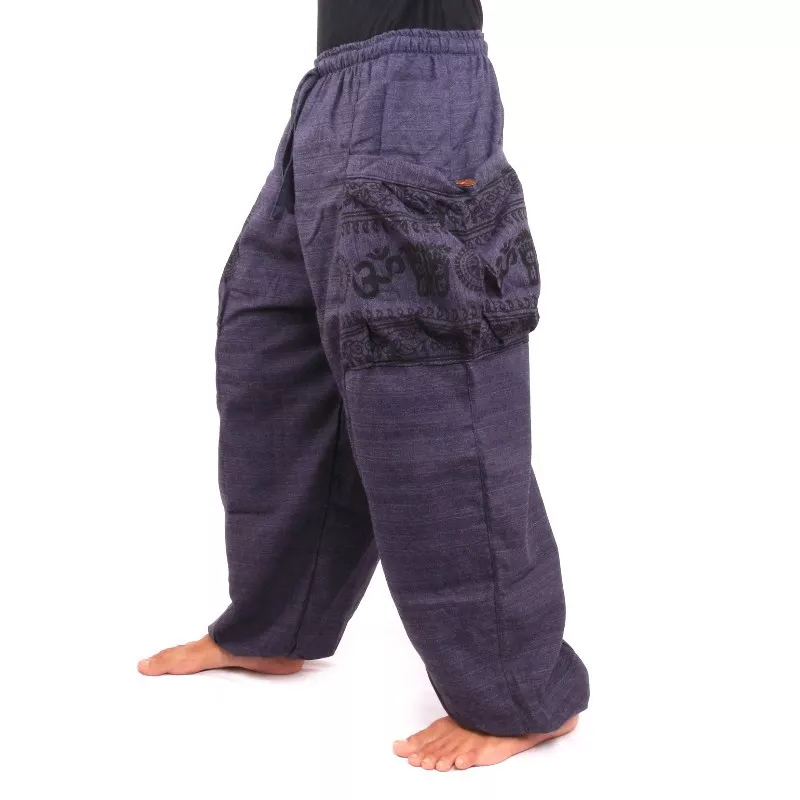 Pantalon hippie thaïlandais à nouer motif Tibet