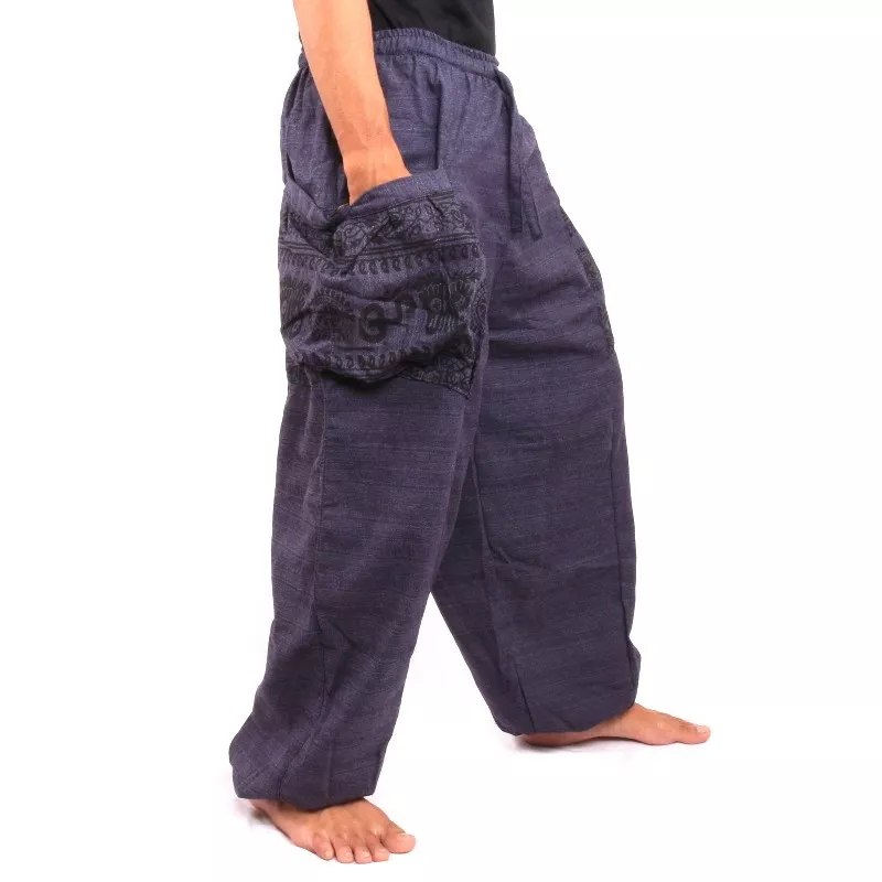 Pantalon hippie thaïlandais à nouer motif Tibet
