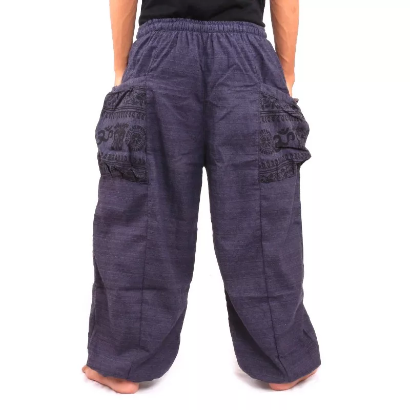 Pantalon hippie thaïlandais à nouer motif Tibet