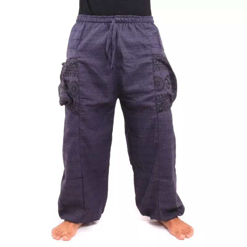 Pantalon hippie thaïlandais à nouer motif Tibet