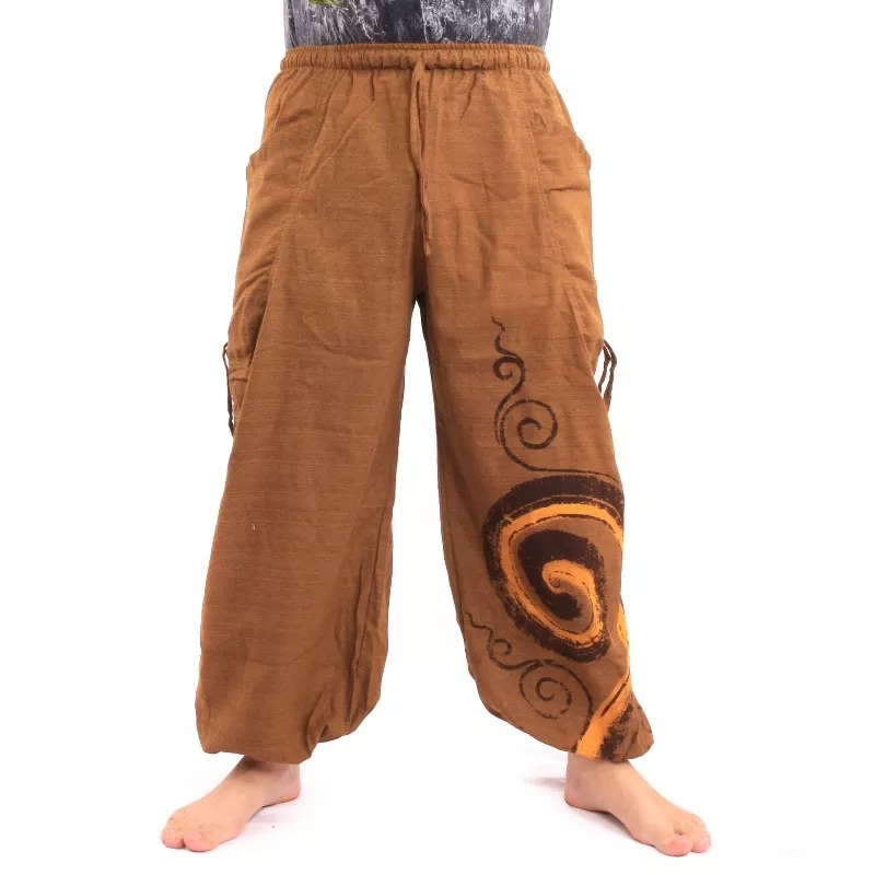 Sarouel à nouer Motif en spirale en coton lourd