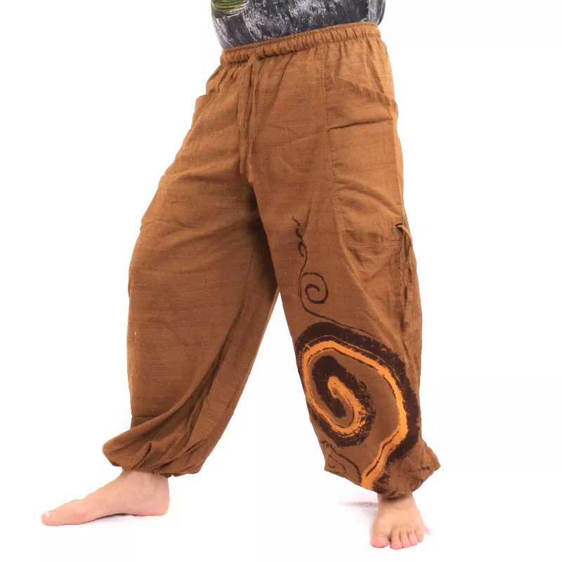 Sarouel à nouer Motif en spirale en coton lourd