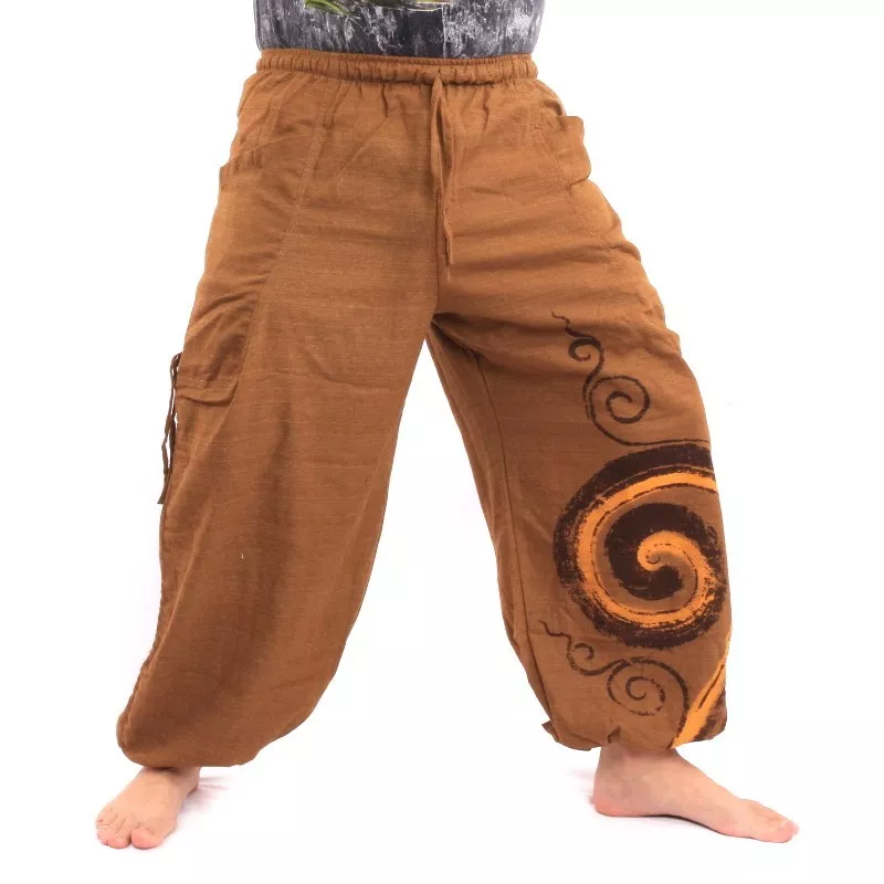Sarouel à nouer Motif en spirale en coton lourd