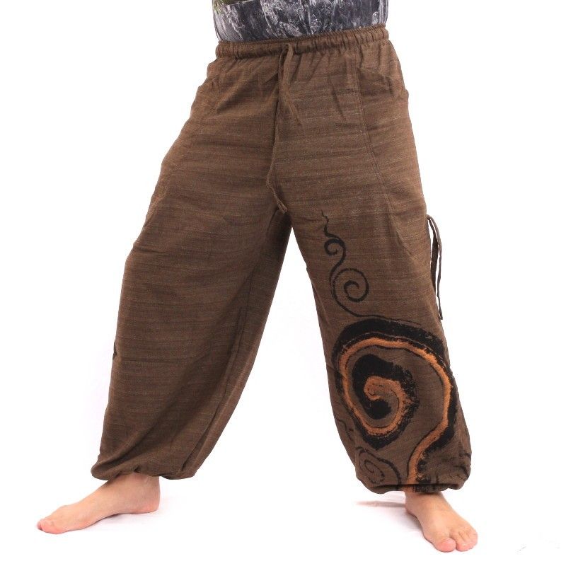 Pantalones de harén para atar Diseño en espiral en algodón pesado