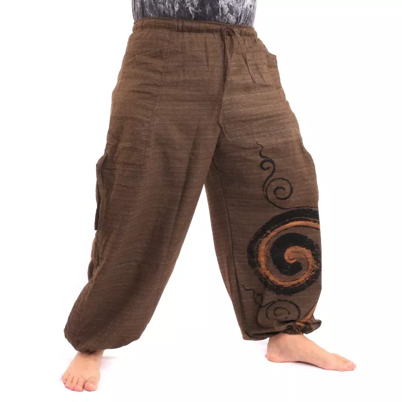 Haremshose zum Zubinden Spiral Design aus schwerer Baumwolle