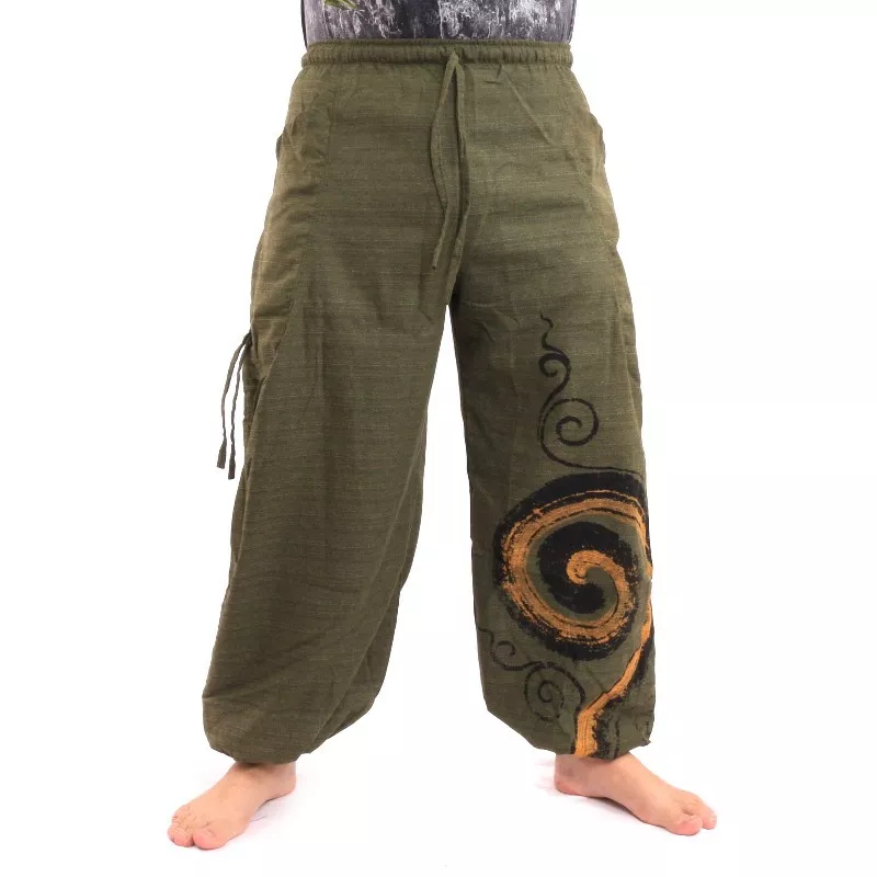 Sarouel à nouer Motif en spirale en coton lourd