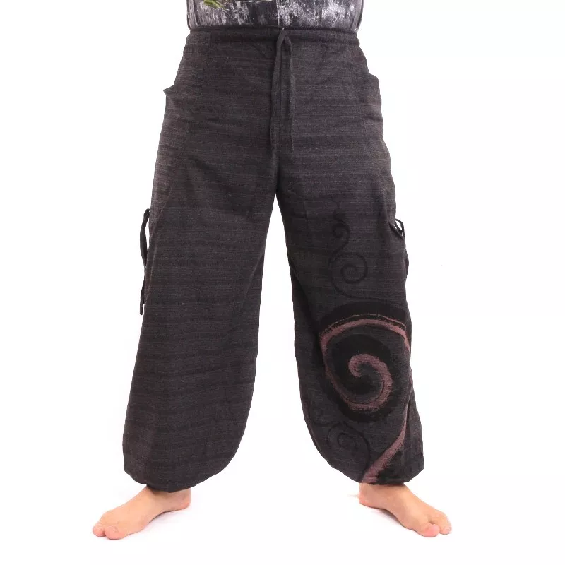 Sarouel à nouer Motif en spirale en coton lourd