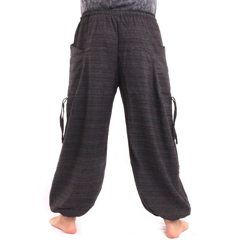 Pantalones de harén para atar Diseño en espiral en algodón pesado
