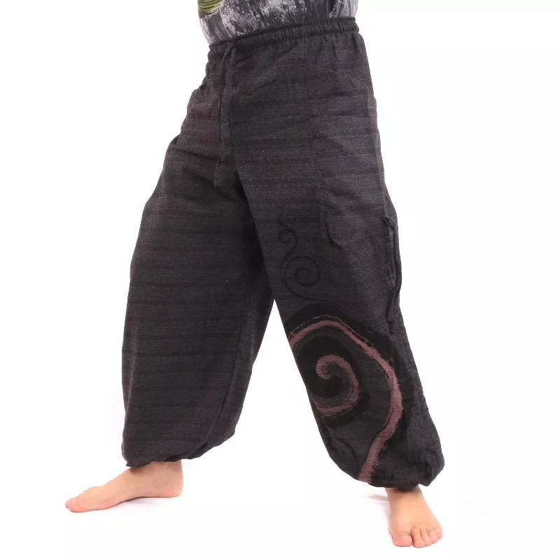 Sarouel à nouer Motif en spirale en coton lourd