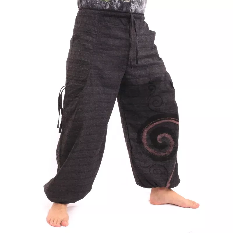 Sarouel à nouer Motif en spirale en coton lourd