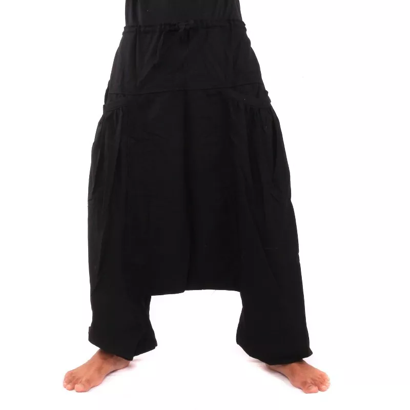 Pantalon harem avec 2 poches latérales profondes, noir