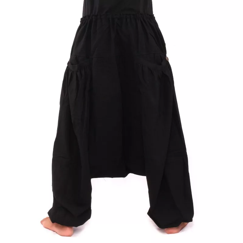 Pantalon harem avec 2 poches latérales profondes, noir