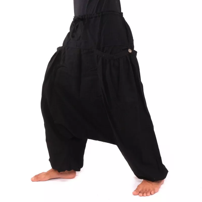 Pantalon harem avec 2 poches latérales profondes, noir