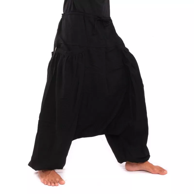 Pantalon harem avec 2 poches latérales profondes, noir