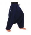 Pantalon sarouel avec 2 poches latérales profondes, bleu foncé