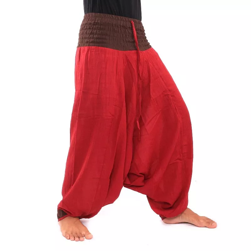pantalon de harem - rouge brun