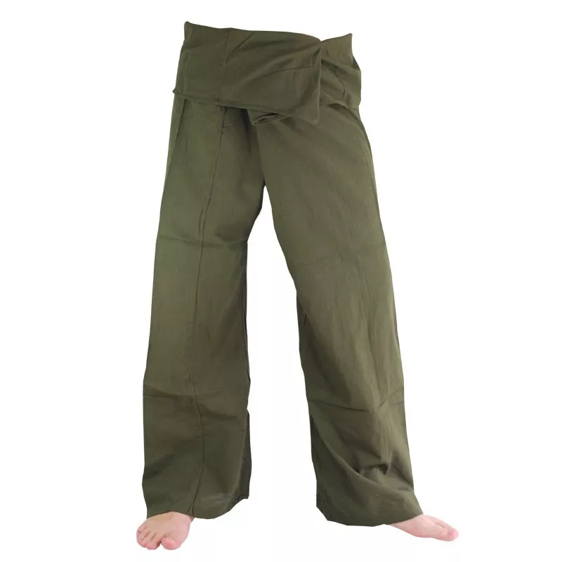 Thai fisherman pants - green- extra long - cotton