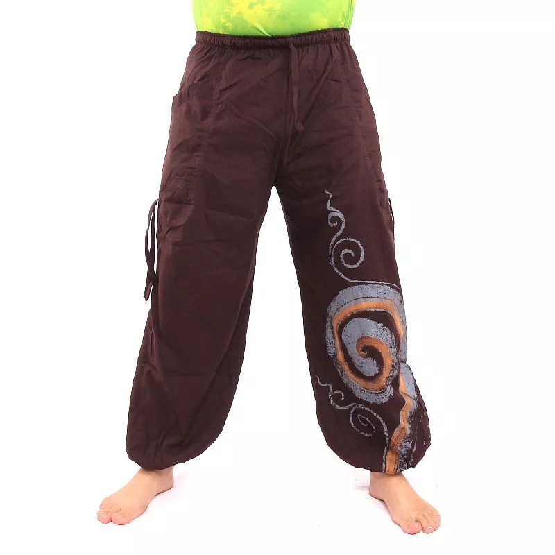 Pantalon hippie thaïlandais à motif spiralé