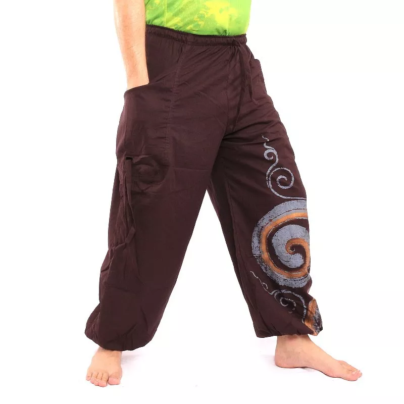 Pantalon hippie thaïlandais à motif spiralé