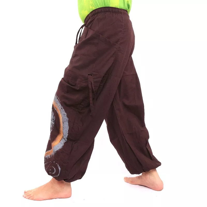Pantalon hippie thaïlandais à motif spiralé