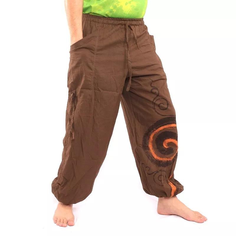 Pantalon hippie thaïlandais à motif spiralé