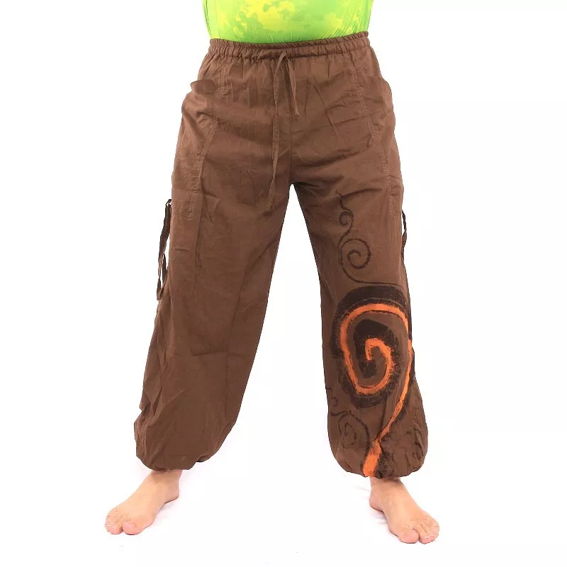 Pantalon hippie thaïlandais à motif spiralé