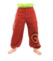 harem pants printed red spiral pattern