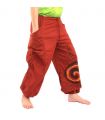 harem pants printed red spiral pattern