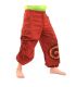 harem pants printed red spiral pattern