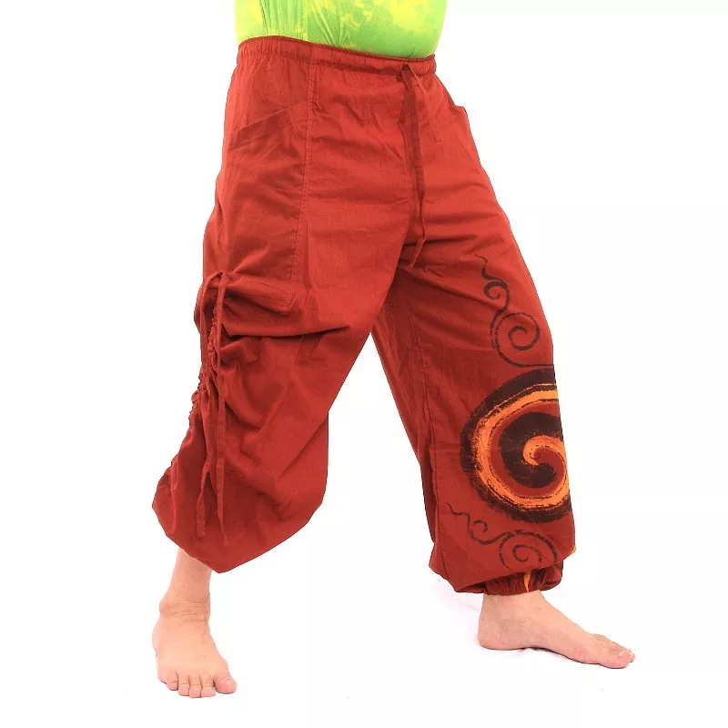 pantalon de harem imprimé en spirale rouge