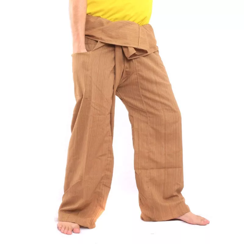 Pantalon de pêcheur thaïlandais Cottonmix extra long - marron clair