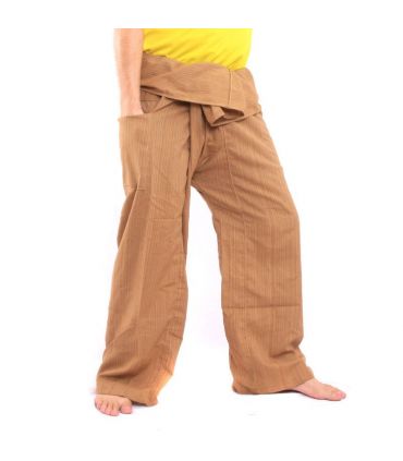 Pantalon de pêcheur thaïlandais Cottonmix extra long - marron clair