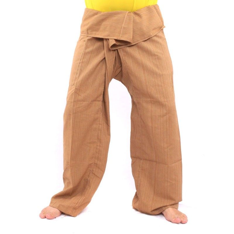 Pantalón de pescador tailandés Cottonmix extra largo - marrón claro