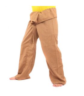 Pantalones de pescador tailandeses Cottonmix extra largos - marrón claro