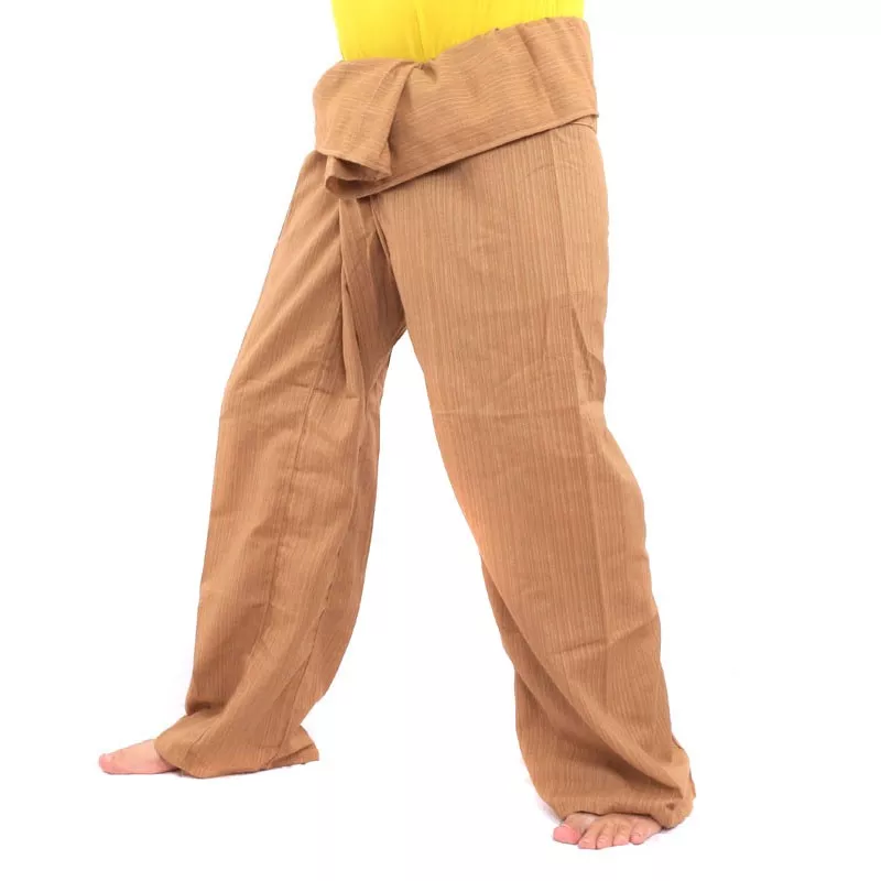 Pantalon de pêcheur thaïlandais Cottonmix extra long - marron clair