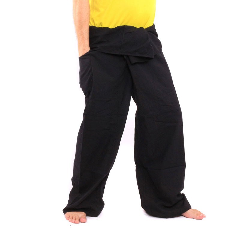 Fisherman pants Black Extra long Cotton fisherman pants CTXLong1