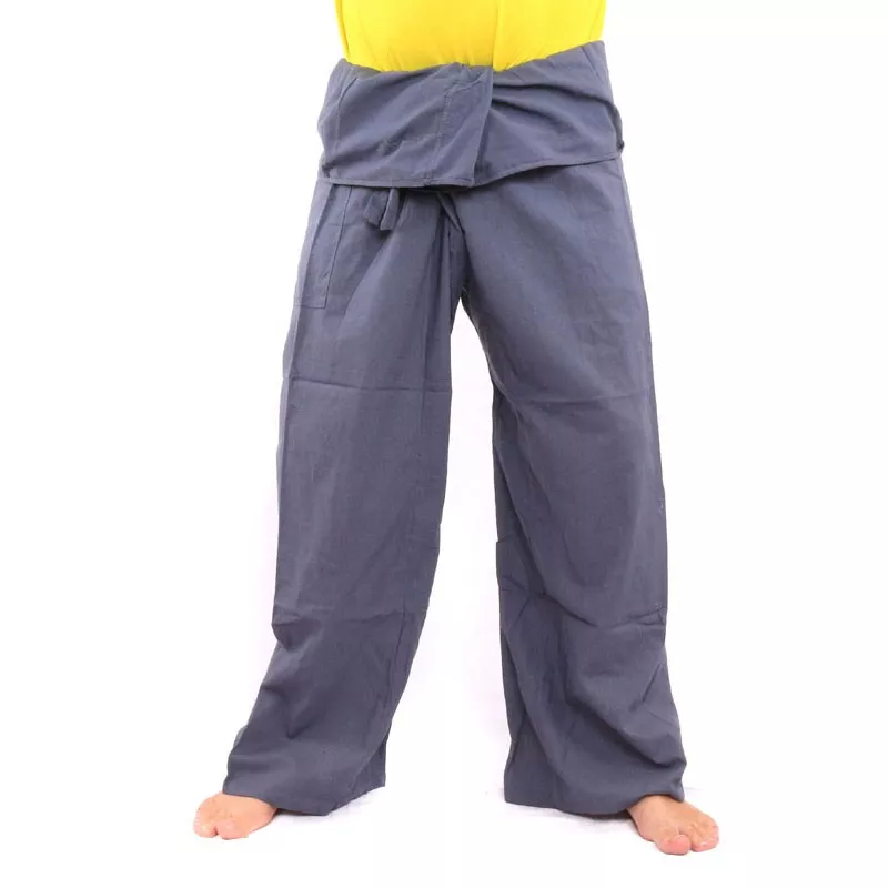 Pantalon de pêcheur thaïlandais - gris - coton extra long