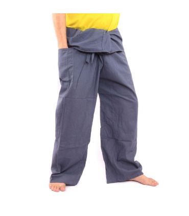Pantalon de pêcheur thaïlandais - gris - coton extra long