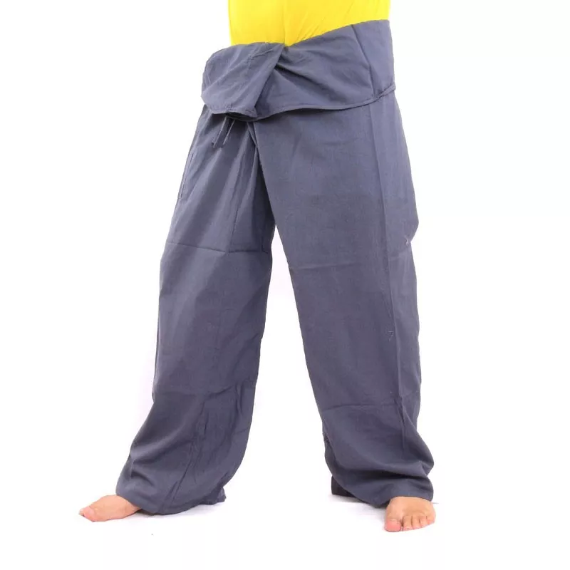 Pantalon de pêcheur thaïlandais - gris - coton extra long