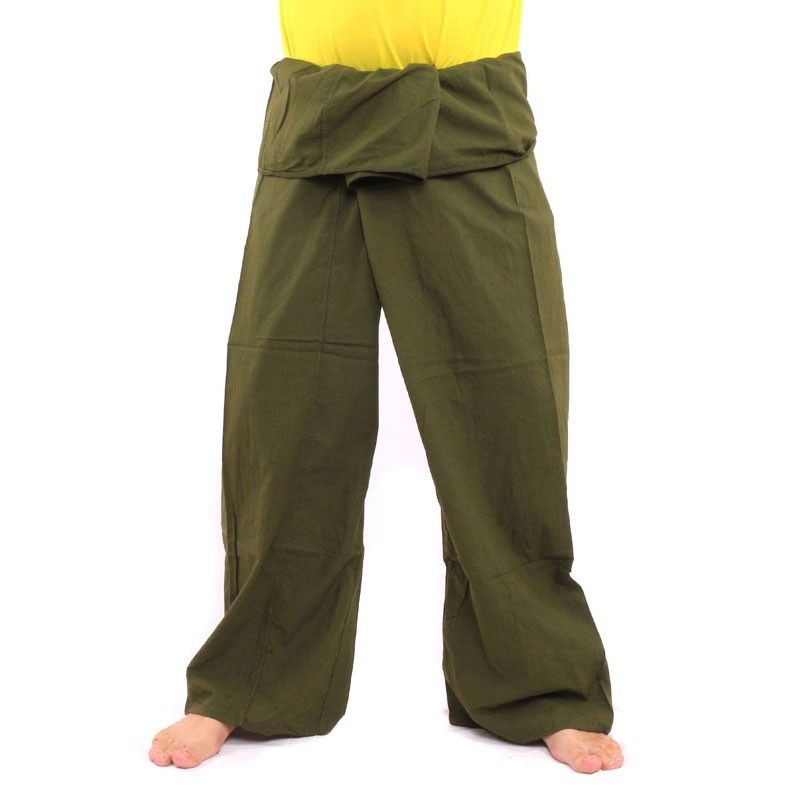 Thai fisherman pants - green- extra long - cotton