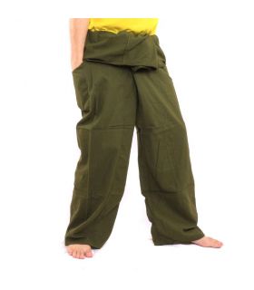 Pantalon de pêcheur thaïlandais - vert - extra long - coton