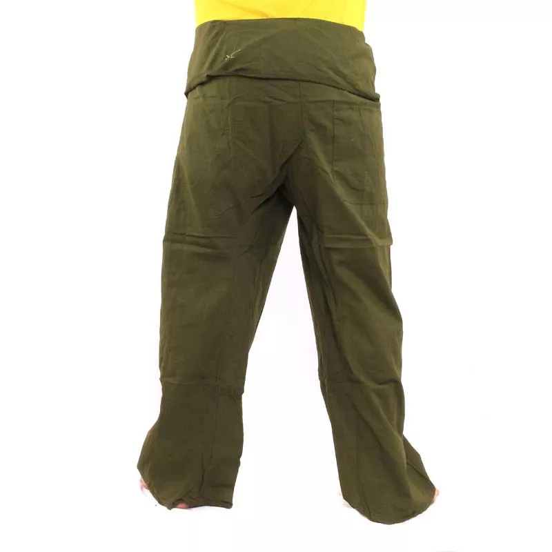 Pantalon de pêcheur thaïlandais - vert - extra long - coton