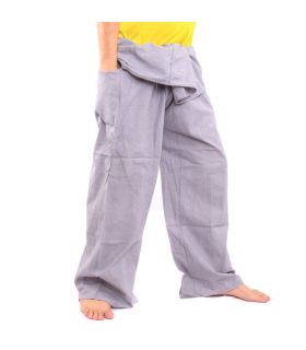 Pantalon de pêcheur thaïlandais - gris - extra long - coton