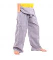 Pantalones de pescador tailandés - gris - extra largo - algodón