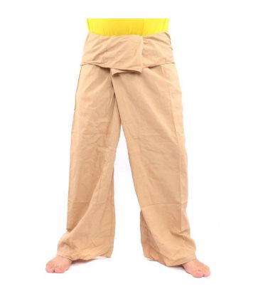 Pantalon de pêcheur thaïlandais - kaki- extra long - coton