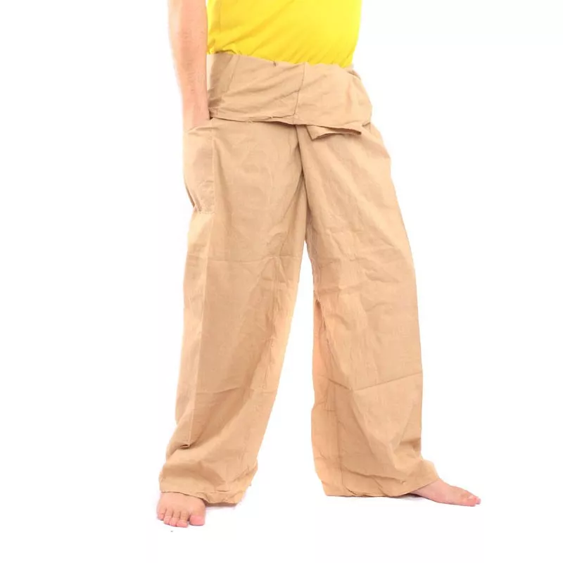 Pantalon de pêcheur thaïlandais - kaki- extra long - coton