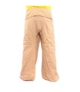 Pantalones de pescador tailandeses - caqui - extra largos - algodón