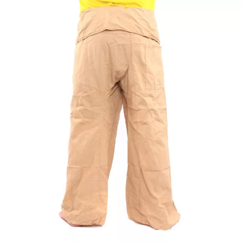 Pantalon de pêcheur thaïlandais - kaki- extra long - coton